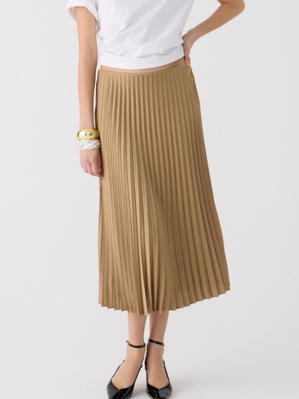 NWT J.Crew Gwenyth Pleated Midi Skirt Camel size S